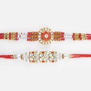 Colorful Beaded Designer Jewel Studded Marvelous Rakhis Set of 2