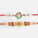 Silver Meena Work Rakhis and Rudraksha Stunning Looking Rakhis Set of 2