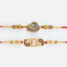 Stylish Meenakari Work Bird Shape Design Stone Beaded Mauli Rakhis Set of 2 Brothers