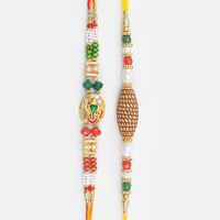 Fancy Shri Ganesha Awesome Looking Rakhi with Sandalwood Design Rakhi for Brothers