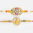 Shining Reflecting Glasses Pattern and Lord Shiva in Diamonds Ring Nice Looking Brother Rakhis Set