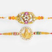 Shining Reflecting Glasses Pattern and Lord Shiva in Diamonds Ring Nice Looking Brother Rakhis Set