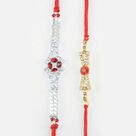 Flower and Triangle Shape Pattern Design Beautiful Rakhi Pair for Brothers