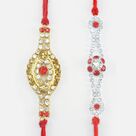 Hand Crafted Two Unique and Beautiful Pattern Jewel Attractive Rakhis