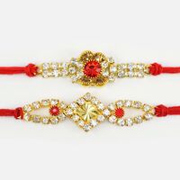 Amazing Design Jewel Studded Attractive Pattern of Two Awesome Rakhis Set