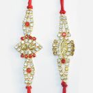 Oval Shape and Golden Base Pattern New and Stylish Magnificent Rakhis Set of 2