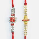 Distinctive Amazing Design Jewel Studded Awesome Looking Brother Rakhis Set of 2