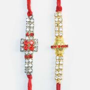 Distinctive Amazing Design Jewel Studded Awesome Looking Brother Rakhis Set of 2