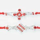 Silver and Red Jewel Dotted Liner Amazing Looking Attractive Rakhi Set of 2