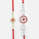 Floral Shape and Zigzag Shape Two Different Pattern Rakhis of Jewels for Brothers