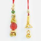 Fine Work Different Pattern Beads and Jewel Two Lumba Rakhis for Ladies