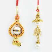 Heart Shape Inside Bead and New Pattern Designer Two Amazing Lumba Rakhis for Ladies