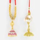 Meena Work Amazing Looking Purple Lumba and Big Transparent Lumba Rakhi Set