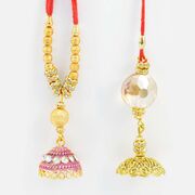 Meena Work Amazing Looking Purple Lumba and Big Transparent Lumba Rakhi Set