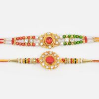 2 Kundam Meena Work Desginer Rakhi for Brothers
