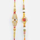 Red and Whitre Kundan Studded Marvelous Rakhis for Brother