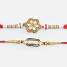 2 Rakhis Set of Floral Shape and Capsule Shape