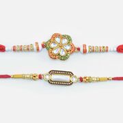 2 Rakhis Set of Floral Shape and Capsule Shape