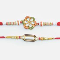 2 Rakhis Set of Floral Shape and Capsule Shape