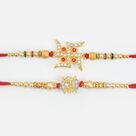 Swastika and Om Sacred Two Mauli Beaded Rakhis Set of 2