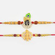 Meenakari Work and Golden Pattern Krishna Khanhiya Divine Rakhis