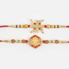 Swastika and Natkhat Ganesha Holy Thread Rakhi Set of 2 for Brothers