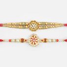 Floral Shaoe and Oval Shape Meena Work Rakhis Set of 2