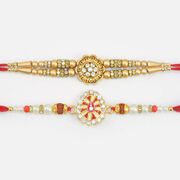 Floral Shaoe and Oval Shape Meena Work Rakhis Set of 2