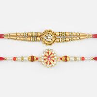Floral Shaoe and Oval Shape Meena Work Rakhis Set of 2