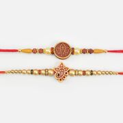 Special Divine Ganesha Crafted Beads Rakhi Set of 2