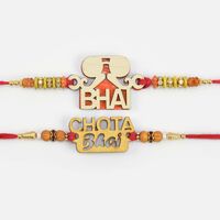 Bhai and Chhota Bhai Written Modern Fancy Rakhis Set of 2