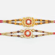Round Shape Floral Rakhi Set of 2 Jewel Rakhis
