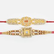 New Golden and Black Color Beaded Rakhi Set of Two Magnificent Brother Rakhis