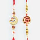 Divine Trishul and Om Written Astonish Rakhis Set of 2
