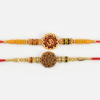 Divine Sandalwood and Beads Special Om Written Rakhis for Brothers