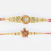Floral Shape and Lucky Tortoise Rakhi Set of 2 for Brothers