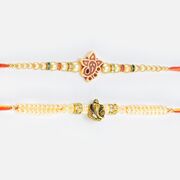 Shri Ganesha Divine Beads in Mauli Rakhi Set of 2