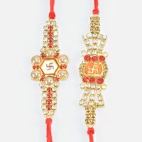 Swastika Unique Different Jewel Rakhi Set for 2 Brothers