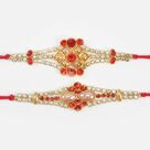 Pearl Studded in Mid of Shining Jewel Rakhi Set of Amazing 2 Rakhis