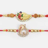 Shri Ganesha Leaf Designed New Pattern Rakhis Set of 2
