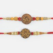Sandalwood Rakhis Set of Two Amazing Divine Ganesha Rakhis