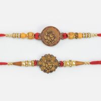 Sandalwood Rakhis Set of Two Amazing Divine Ganesha Rakhis