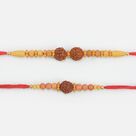 Rudraksha Rakhi Set of Two Sandalwood Marvelous Rakhis Set