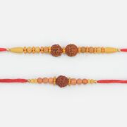 Rudraksha Rakhi Set of Two Sandalwood Marvelous Rakhis Set