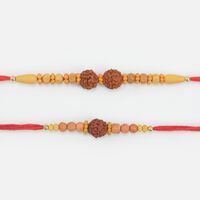 Rudraksha Rakhi Set of Two Sandalwood Marvelous Rakhis Set