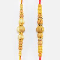 Sandalwoods Beads In Sacred Mauli Rakhis Set of Two Rakhis