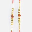 Rudraksha in Mid of Pearl and Beads Attractive Looking Rakhis Set