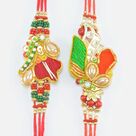 Rich Looking Set of Two Colorful Zardosi Attractive Rakhis