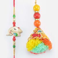 Shri Ganesha Fancy Rakhi Set Of Ganesha Brother and Colorful Lumba Bhabhi Rakhi