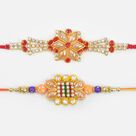 Star Shape Design Jewel and Zardosi Rakhi Stunning Set of 2
